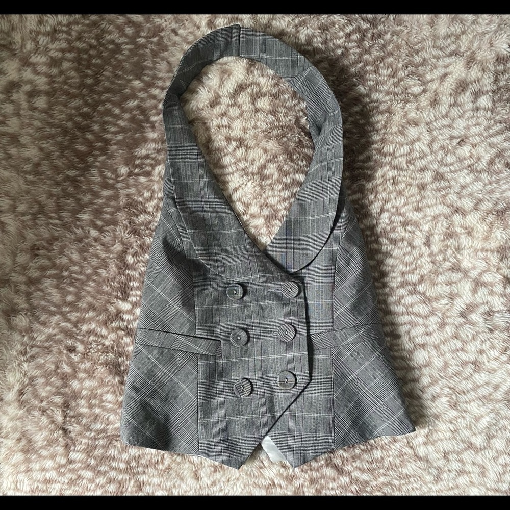 Plaid button up vest